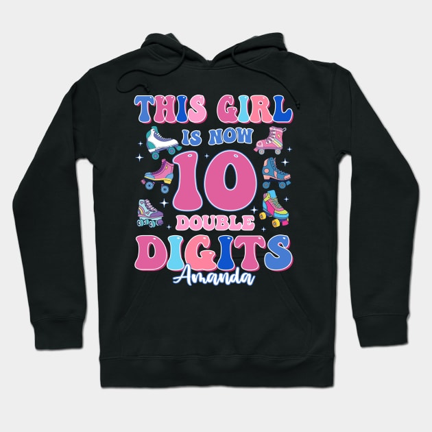 Double Digits 10 Birthday Tee Roller Birthday Tee Custom Birthday Girl Gift Rollin' into 10 Hoodie by inksplashcreations